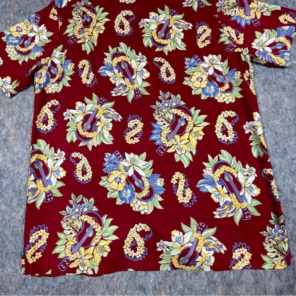 Polo Ralph Lauren Floral Lei Ukulele Hawaiian Preppy Summer Fun Camp Shirt Sz M